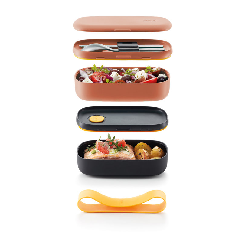 Lékué Lunch Box To Go 1L, Black/Orange