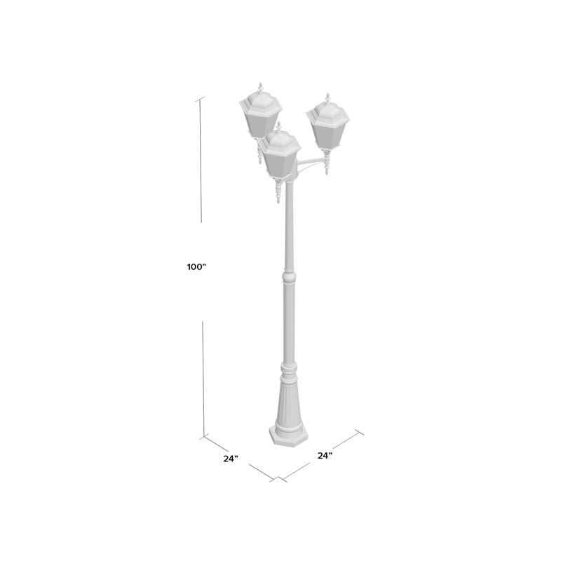 Lampadaire d'extérieur 100 po 3 lumières Amahni, Noir