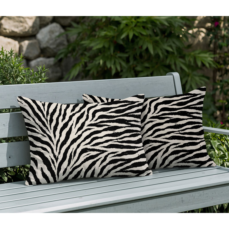 Oreiller réversible Jay Zebra, 25x18, Noir