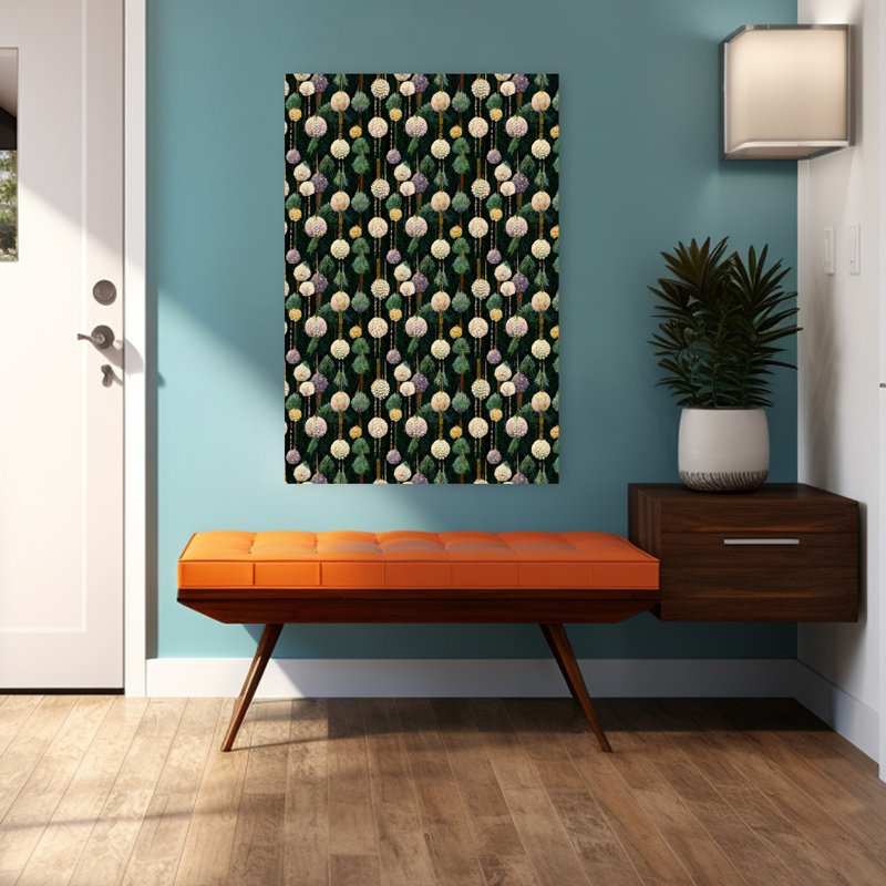 Ornements de pin festif, impression de fleur de paysage moderne classique, 48" H x 32" W