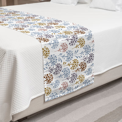Ambesonne Botany Bed Runner Abstract Flower Art Blooming Multicolor