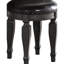 Meuble-lavabo de luxe avec finition en bois noir et tiroirs doublés de feutre - Tabouret inclus avec garniture cloutée en bois gris antique