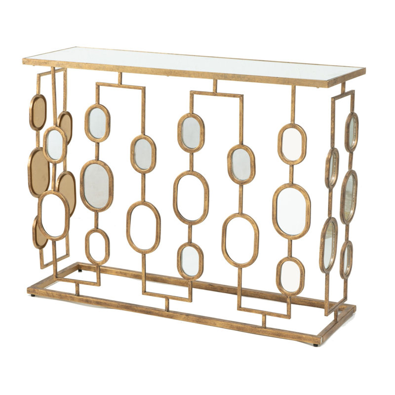 Nowling Mirror Console Table - 39.5" x 12" x 30.3" - Gold