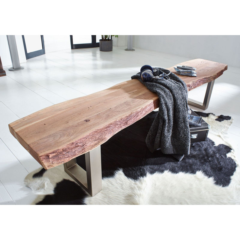 Freeform Upholstered Bench, 45cm H x 160cm W x 69cm D, Natural Stone