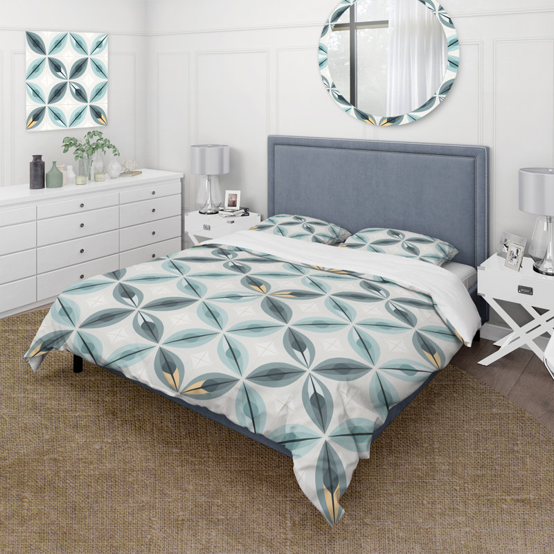 Ensemble de housse de couette damassé Subdued Symmetry - microfibre de polyester