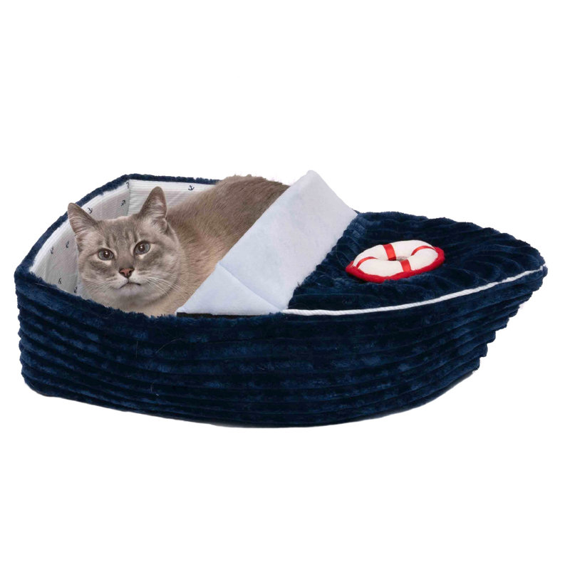 FurHaven Corduroy Dreamer Boat Cat Bed