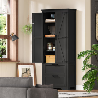 Farmhouse Storage Cabinet, Bathroom Storage Cabinet With With 2 Doors & Drawers