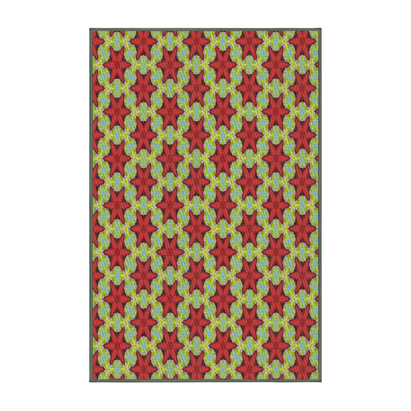 Tapis orange / vert Power Loom, Rectangle 5 pi x 7 pi