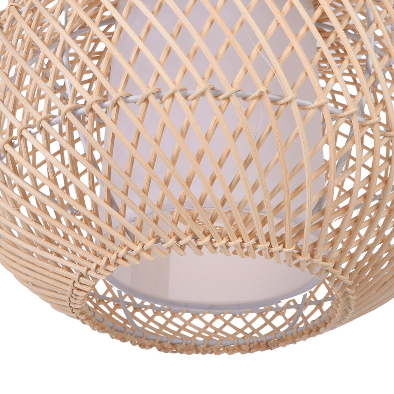 Natural Rattan Pendant Light for Dining Room, 12.6'' H X 15.75'' W X 15.75'' D