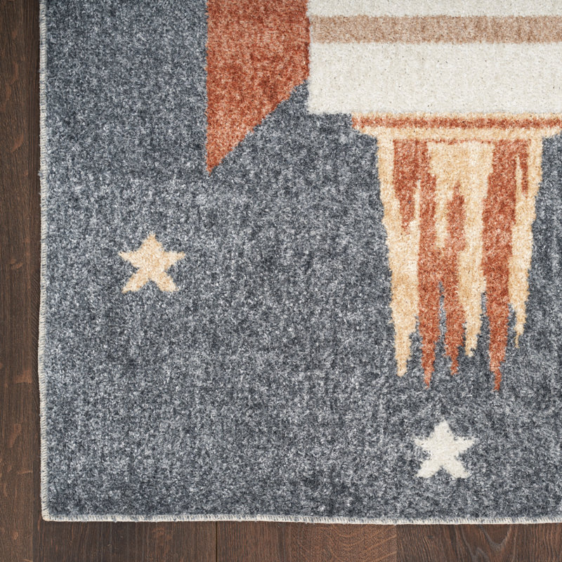 Tapis bleu ciel lavable à la machine Astra, Rectangle 3 pi 3 po x 5 pi
