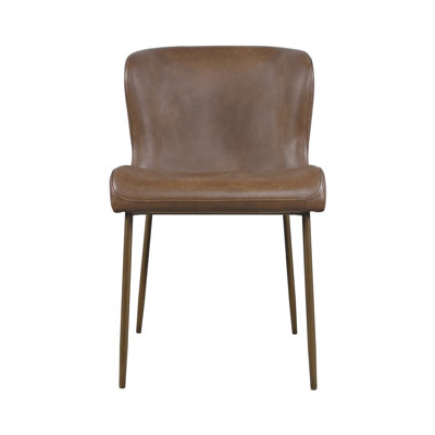 Easley Upholstered Curved-Back Modern Dining Chair with Antique Brass Legs - Americano