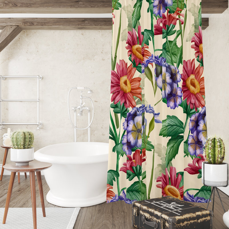 Floral Shower Curtain, 72" H x 70" W