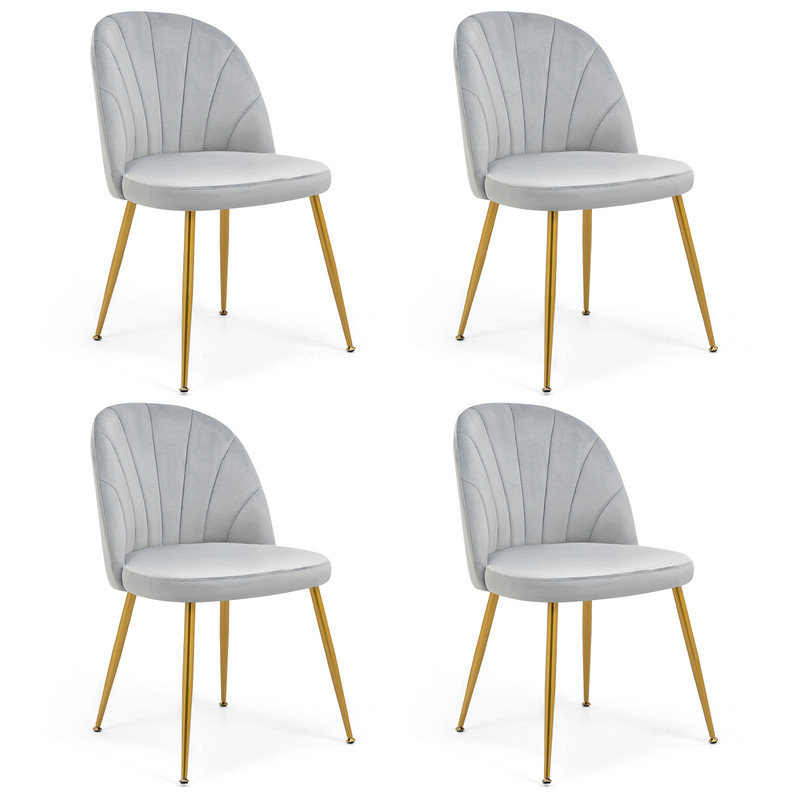 Velvet Upholstered Stacking Side Chair, Gray
