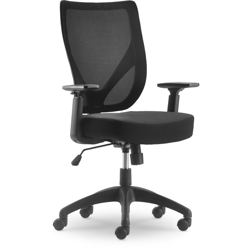 Chaise de bureau ergonomique en filet à dossier moyen Serta Production, accoudoirs réglables, base pivotante en nylon