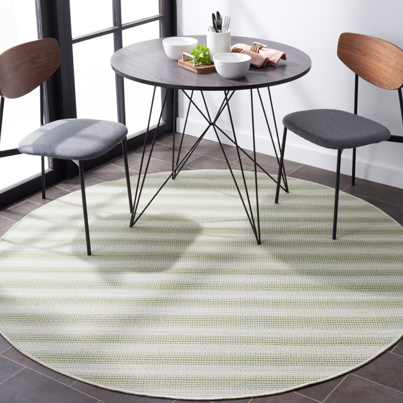 Trigg Area Indoor/Outdoor Area Rug In Olive/Ivory, Round 6'5"