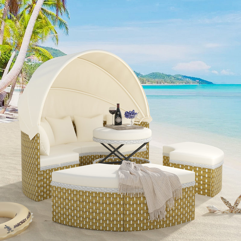 Ensemble de conversation d'extérieur 350 personnes avec coussins Peristera, Jaune, Beige