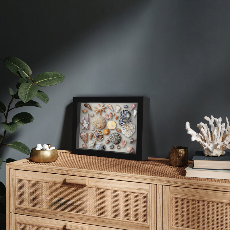 Sturdevant Shadow Box Frame Composite Wood with Glass for Hanging and Tabletop, 11" x 14", Black