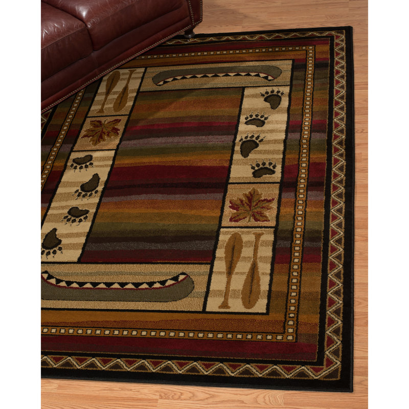 Tapis abstrait brun / beige / vert Woolsey, Rectangle 1 pi 10 po x 3 pi