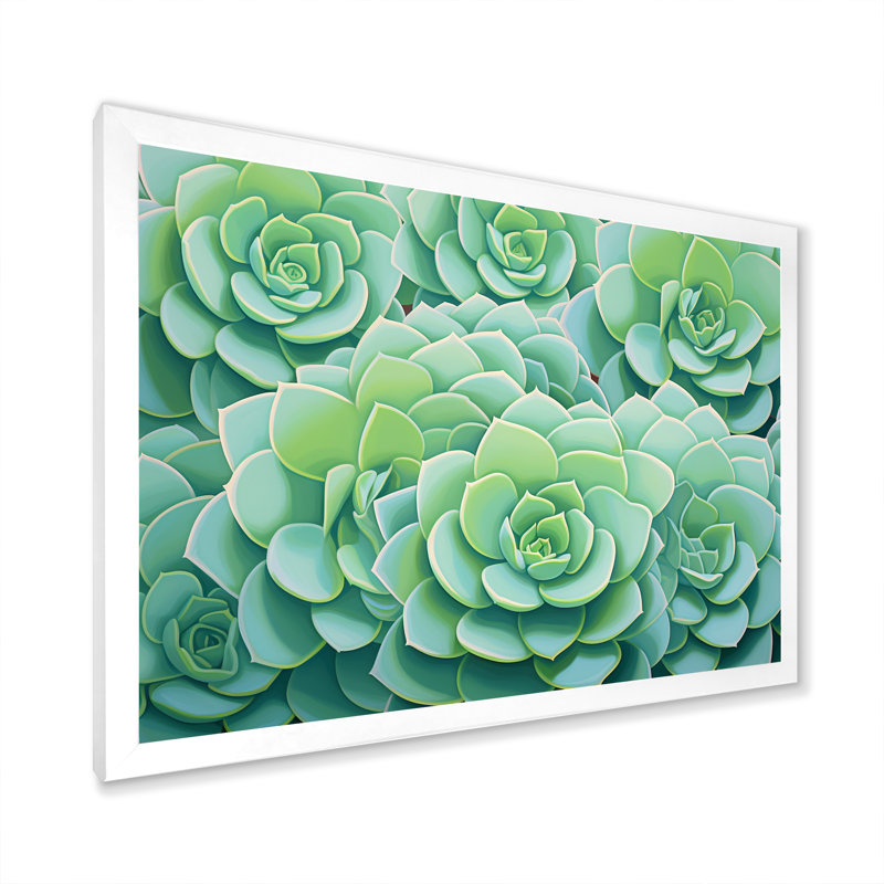 «Green Succulents Bloom» sur toile, H 34 po x l 44 po x P 1,5 po, Cadre photo blanc