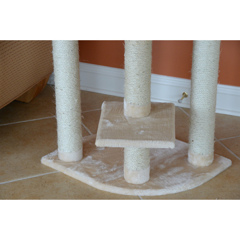 Blanched Almond 64" Freestanding Cat Tree with Sisal Posts