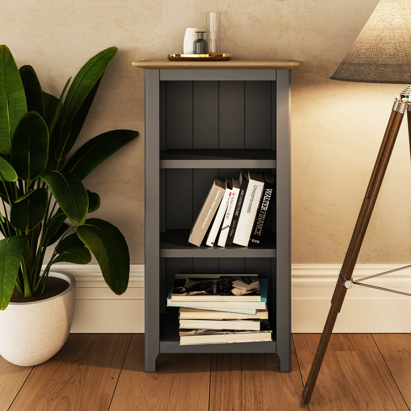 Daris 3 Tier Low Bookcase Shelving Unit. Fully Assembled, Blue