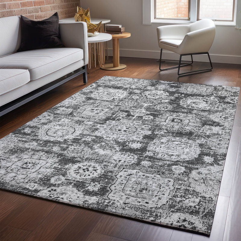 Premium Machine Washable Cerrito Gray Rug, Rectangle 9' x 12'