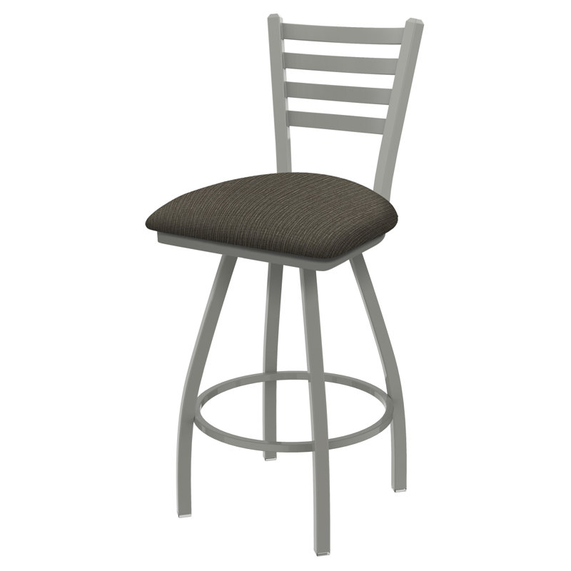 Tabouret de bar pivotant de 36" Evers, Nickel anodisé, Tissu - graphique calice