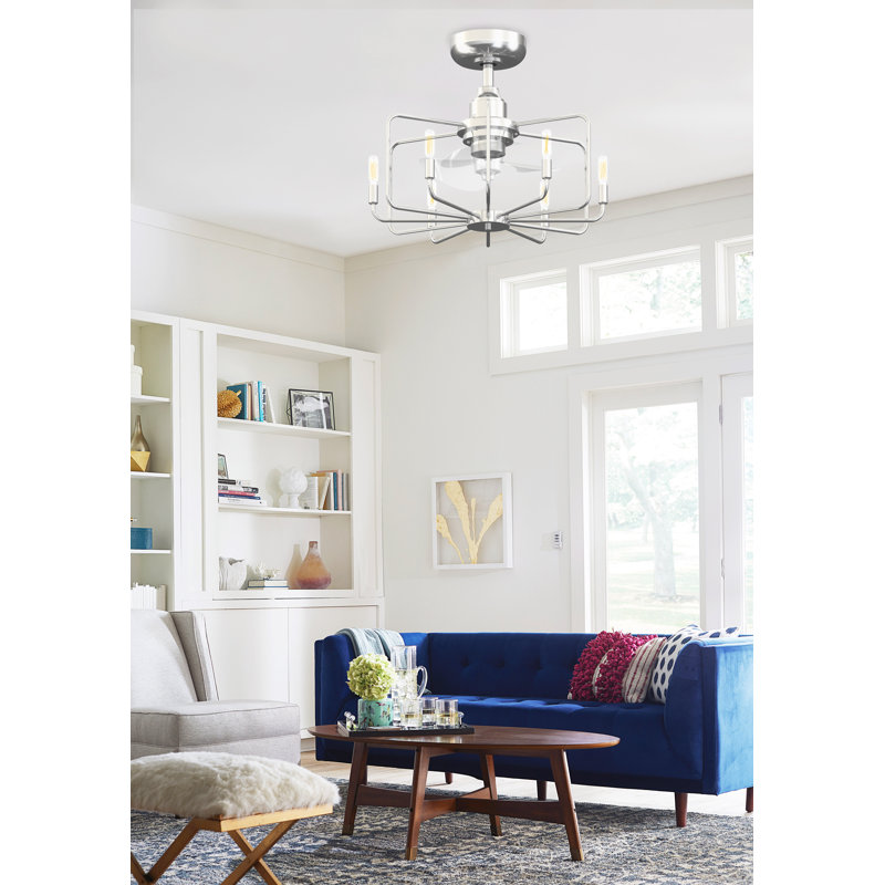 Influencer 22 inch Indoor Ceiling Fan with LED Bulb Light Kit and Remote Control - Chrome with Clear blades, Chrome