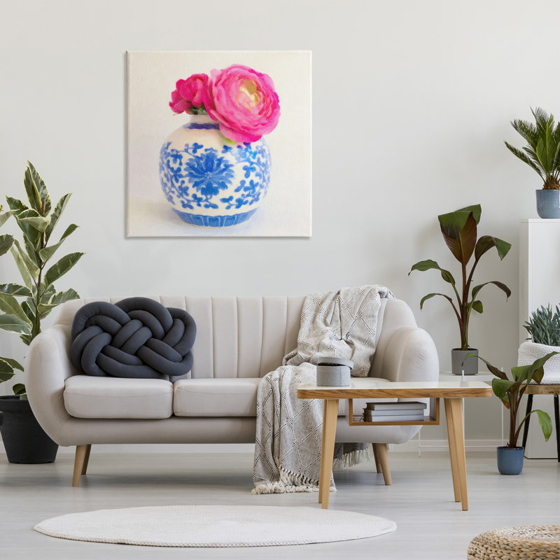 «Pink Bloom & Ornate Vase» par Graffitee Studios, H 36 po x l 36 po x P 1,5 po