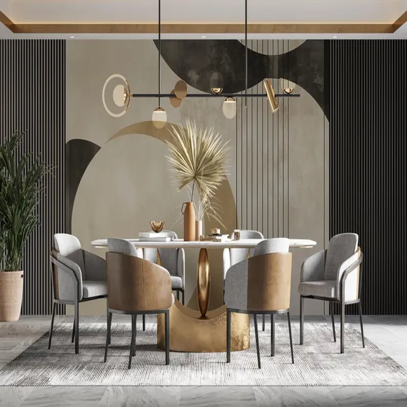 Modern Eclipse – Minimal Geometric Circle Wall Mural, 108'' L x 192'' W