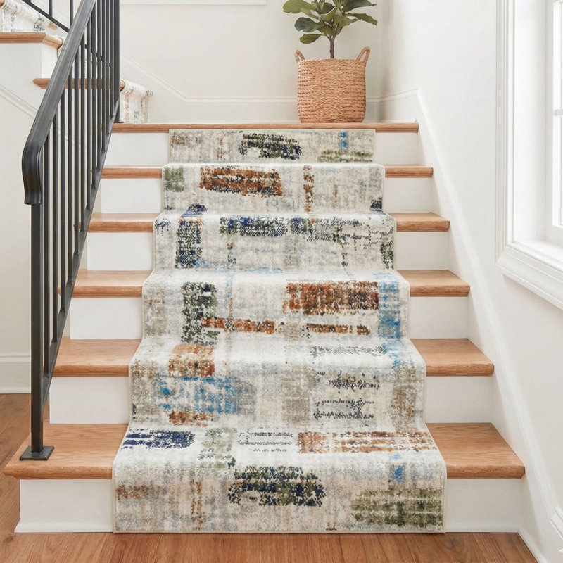 Washable Runner Rug 2x22- Thane Modern Plush Rug for Hallways & Entryways, Stripe Multi, Modern Stripe, 2'2" x 22'