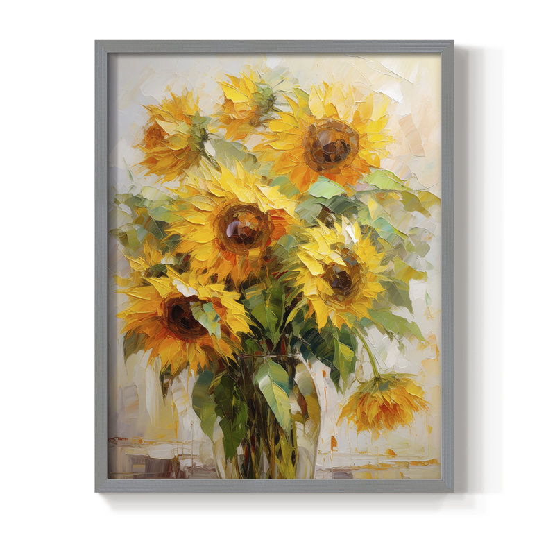 Reproduction encadrée FLORAL Series CDXLIX - bois massif, Gris, H 15 po x l 12 po
