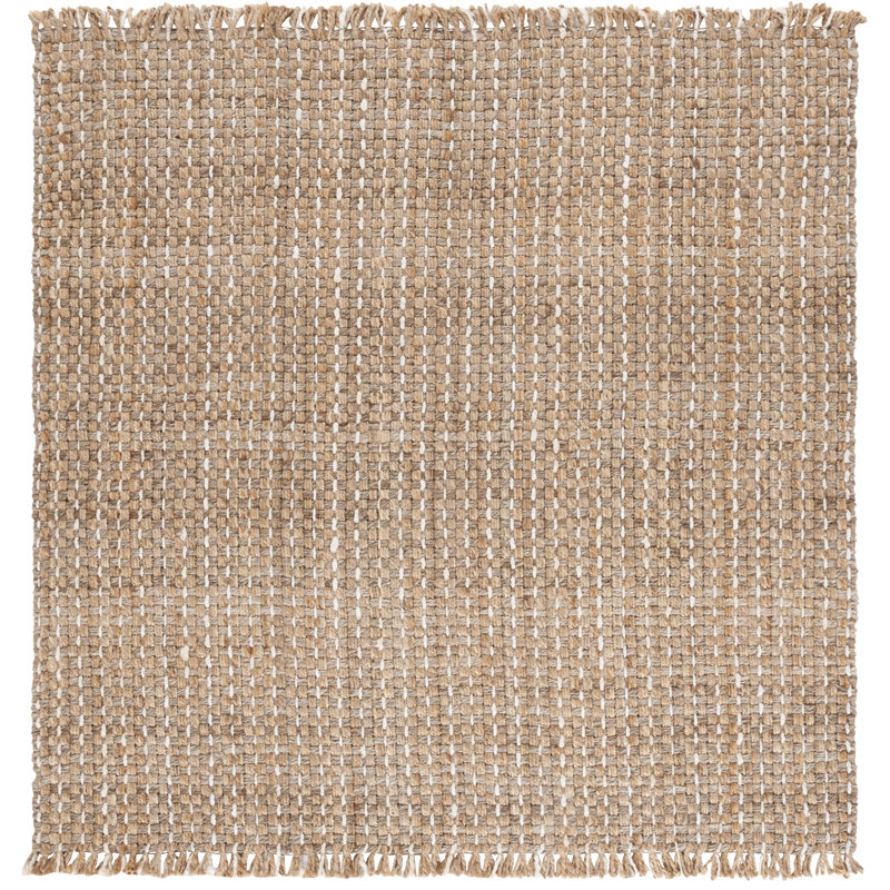 Khrysten Natural Fiber Hand Woven Jute Pile Solid Color Rug, Square 6'