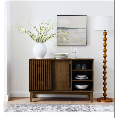47.3 Inch Sideboard Buffet Cabinet with Storage, Farmhouse Fluted Design, Solid Wood Feet, Versatile TV Media Console for Multiple Rooms