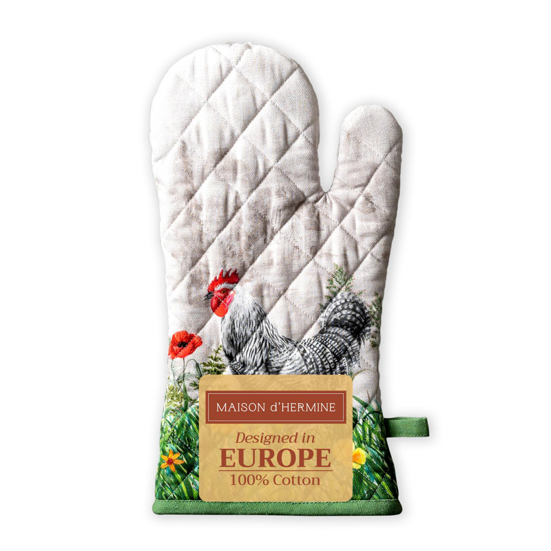 Maison d'Hermine Basse Cour 100% Cotton Oven Mitt - 7.5" x 13"