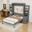 Grand lit escamotable en bois avec tablettes et tiroirs de rangement-129448439