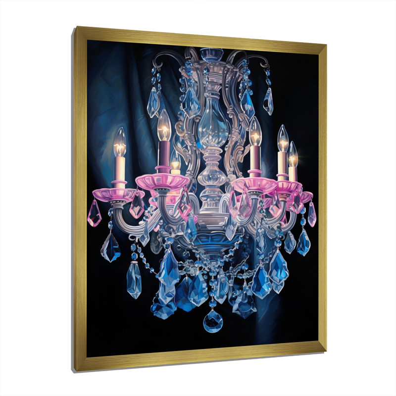 «Chandelier Harmony in Contrasts III», reproduction sur toile, H 32 po x l 16 po x P 1 po, Encadrement doré