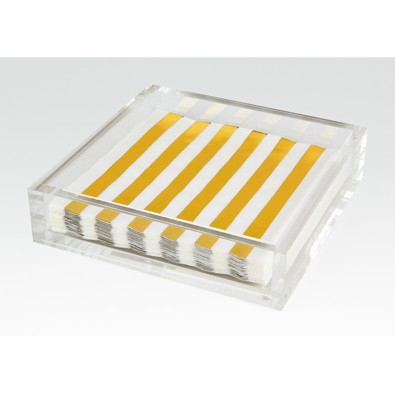 Porte-serviettes plat lucite cocktail, H 2 po x l 7,5 po x P 7,5 po, Transparent