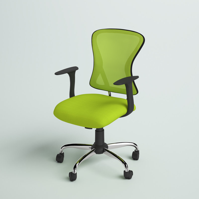 Ergonomic Mid-Back Green Mesh Task Chair with Fixed Metal Arms