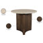 Table de salle à manger en travertin et bois de manguier 36 po Pietra-127658257