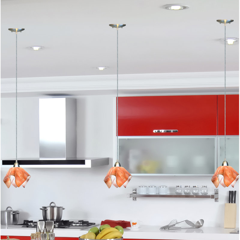 Luminaire suspendu 1 lumières flamme Dale, Petit, Blanc, Rose bisque