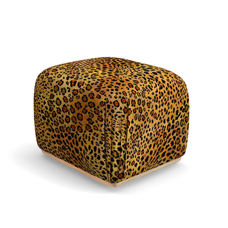 Linen Fabric Ottoman, Safari Spot Gold