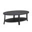 Table basse et tables de bout ovales en bois à la mode avec 3 tablettes, ton gris anthracite, espace de vie principal élégant avec finition, pièce gracieuse