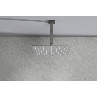 Rain Showerhead Bathroom - Stainless Steel, Brushed Nickel, 16" Square, 2.5 Gpm, Water Saving, Self Cleaning Nozzles Steel 16"X16", Nozzles, Rainfall Style