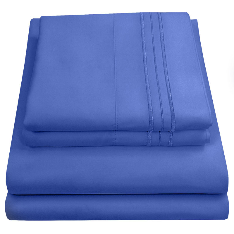 Luxurious Classic Soft Solid 1800 Series Microfiber Sheet Set, Various Colors and Sizes, Royal Blue, RV Short Queen