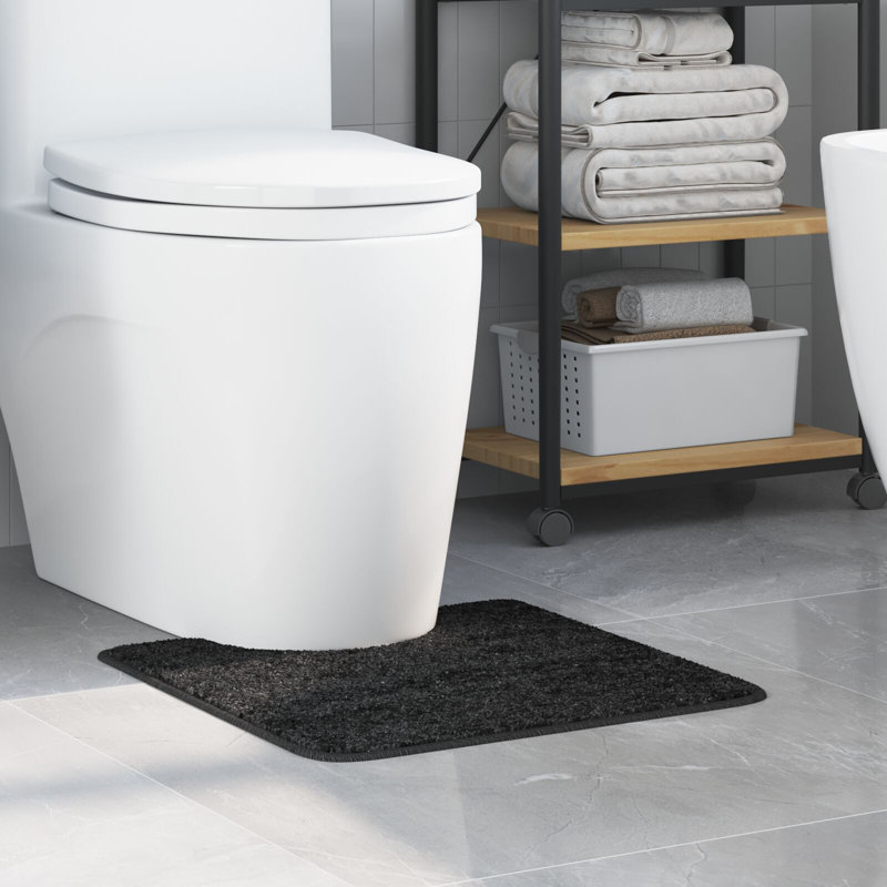 Small Non-Slip Bath Mat Rectangular Modern, Anthracite