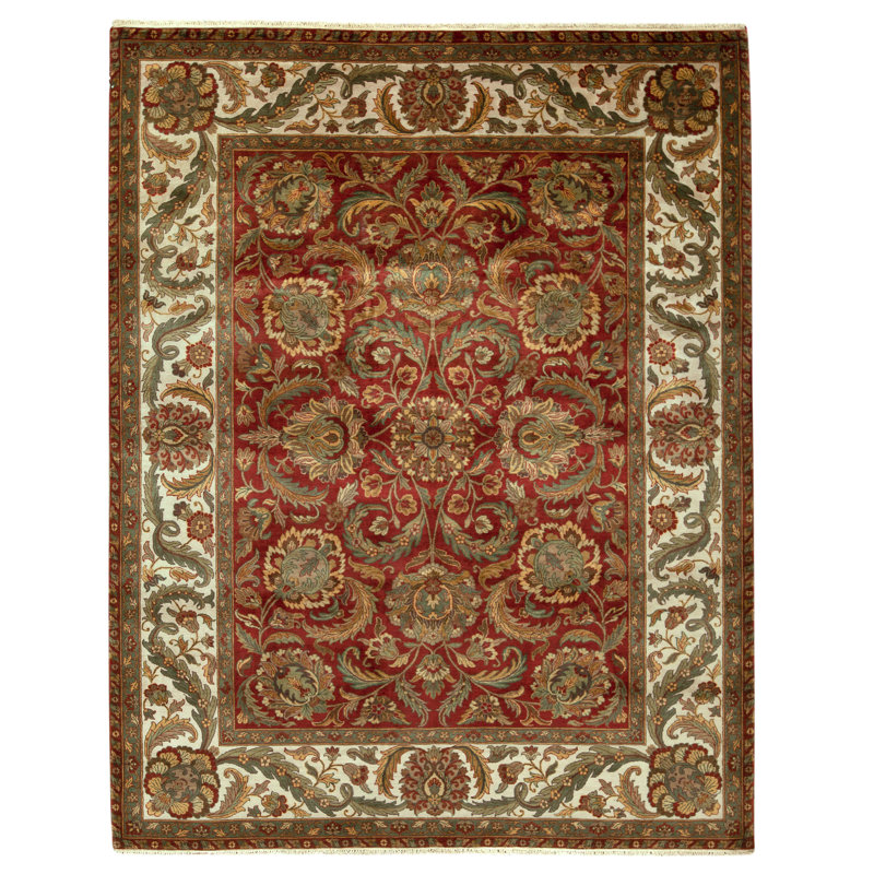 Tapis rouille et ivoire noué à la main de haute qualité