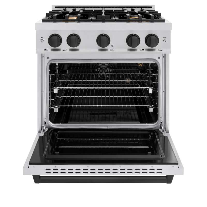 ZLINE Autograph Edition 30 in. 4.2 cu. ft. Classic Gas Range with 4 Burner Cooktop and Convection Gas Oven in Stainless Steel and Accents