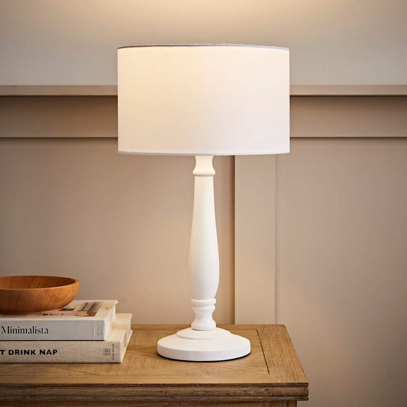 Annum Wood Table Lamp, White, No, White