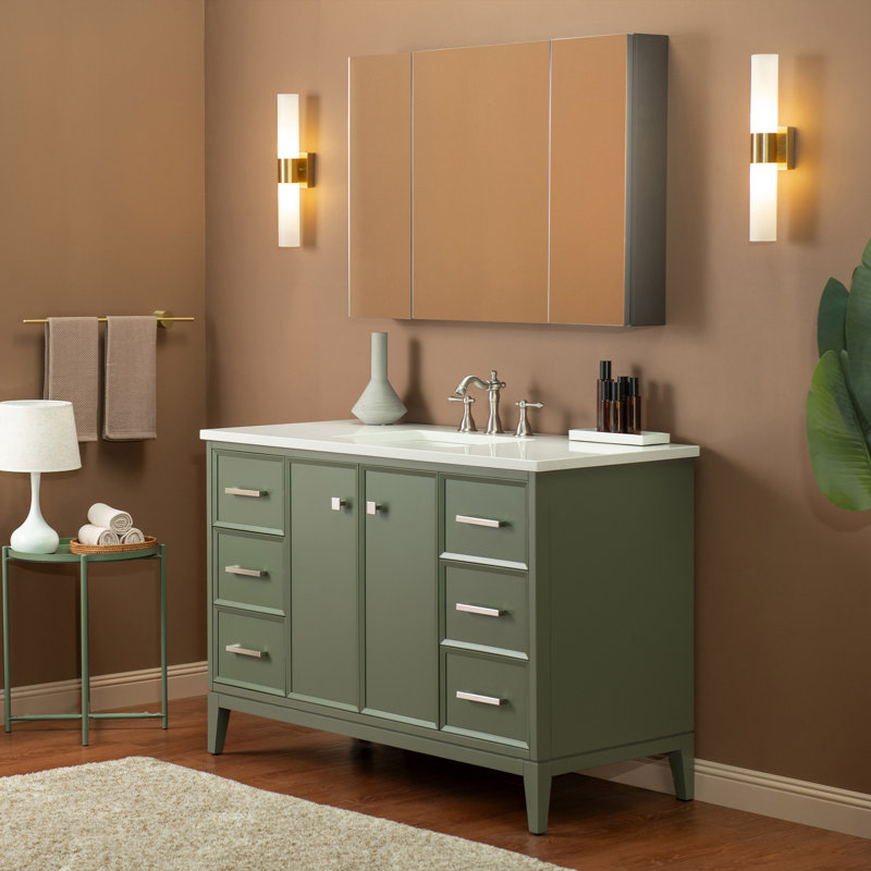 Lyon WOODBRIDGE Bathroom Vanity – Sink with Engineered Stone Top, Pre-drilled for Widespread Faucets, Solid Wood Frame & Drawers, Fully Assembled and Ready for Installation